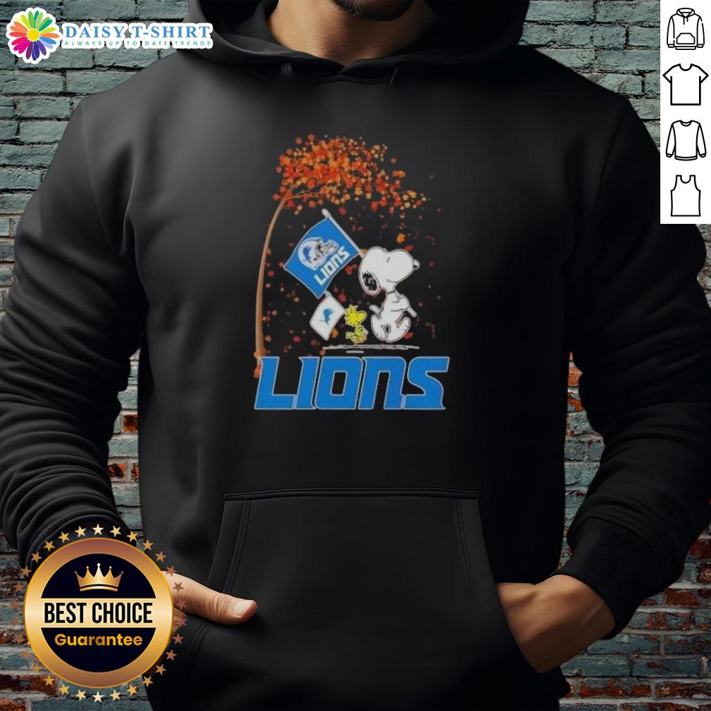 Alt Text: Cozy Pretty Snoopy x Woodstock hoodie featuring It's The Most Wonderful Time Of The Year for Detroit Lions fans.