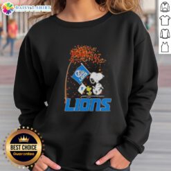 Alt Text: Pretty Snoopy x Woodstock 'It's The Most Wonderful Time of The Year' Detroit Lions sweatshirt featuring festive design.