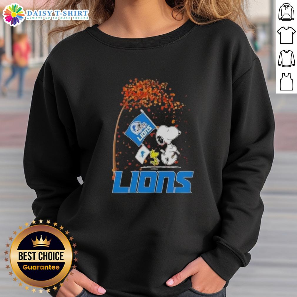 Alt Text: Pretty Snoopy x Woodstock 'It's The Most Wonderful Time of The Year' Detroit Lions sweatshirt featuring festive design.