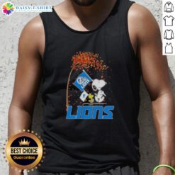 Alt Text: Pretty Snoopy x Woodstock tank top featuring 'It's the Most Wonderful Time of the Year' for Detroit Lions fans.