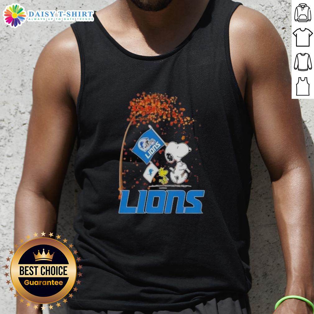 Alt Text: Pretty Snoopy x Woodstock tank top featuring 'It's the Most Wonderful Time of the Year' for Detroit Lions fans.
