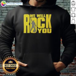 Alt Text: Pretty We Will Rock You classic rock band hoodie featuring iconic design and vibrant colors for music lovers.