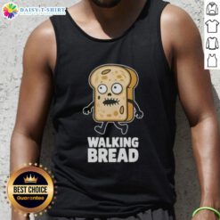 Vegan Halloween tank top featuring a whimsical bread walking design, perfect for festive celebrations and eco-friendly fashion.