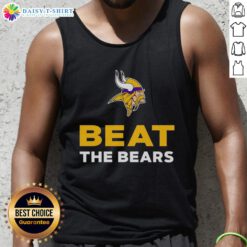 Top Minnesota Vikings Beat The Bears tank top featuring team colors and logo, perfect for game day attire.