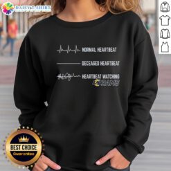 Casual Los Angeles Rams sweatshirt featuring normal and deceased heartbeat designs, perfect for fans and comfort wear.