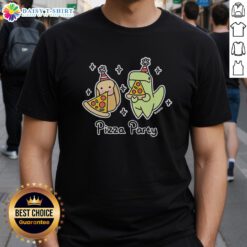 Top Pizza Party Dinosaur and Loaf of Bread T-Shirt featuring a fun graphic design for pizza lovers and dinosaur fans.