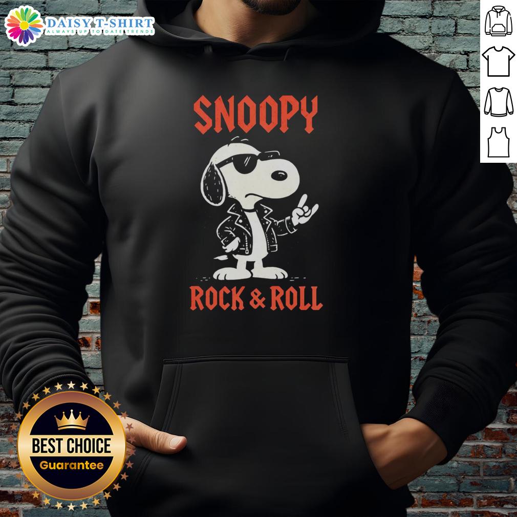 Top Snoopy Rock and Roll Hoodie featuring a playful Snoopy graphic, perfect for music lovers and casual wear.