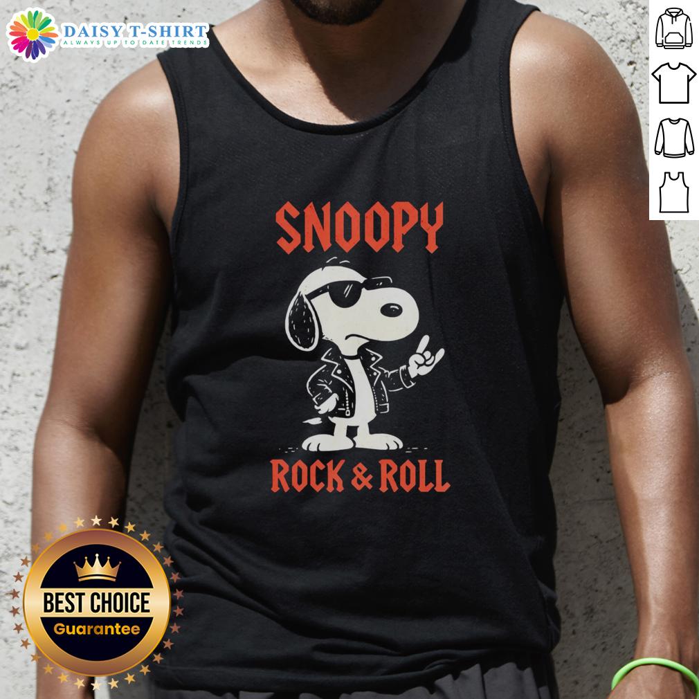 Top Snoopy Rock and Roll Tank Top featuring a playful Snoopy design perfect for music lovers and casual summer wear.