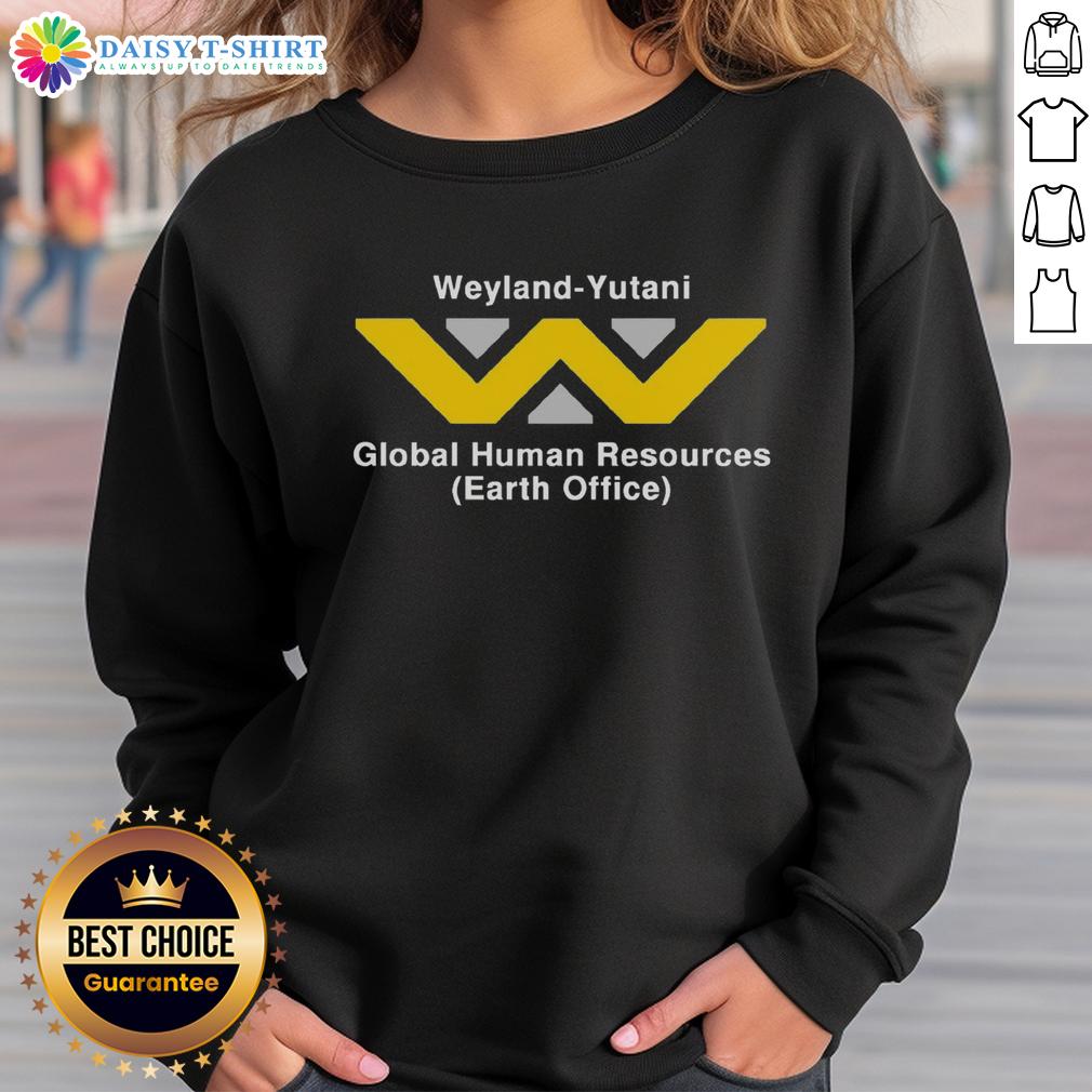 Top Weyland Yutani Global Human Resources sweatshirt featuring a sleek design and logo, perfect for fans and casual wear.