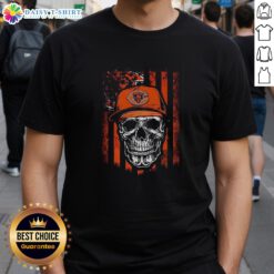 Alt Text: Awesome Chicago Bears NFL Skull American Flag T-Shirt for Football Lovers, showcasing team spirit and style.