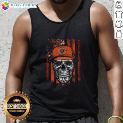 Alt Text: Awesome Chicago Bears NFL skull tank top featuring American flag design, perfect for football lovers.