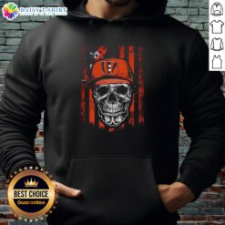 Awesome Cincinnati Bengals NFL skull hoodie with American flag design, perfect for football lovers and fans.
