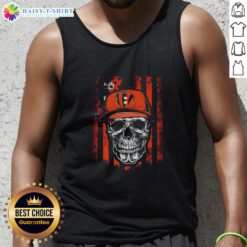 Awesome Cincinnati Bengals NFL skull tank top with American flag design for football lovers.