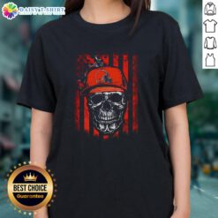 Awesome Cleveland Browns NFL Skull Tee featuring American flag design for football lovers, perfect for ladies.