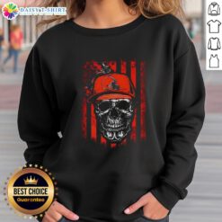 Awesome Cleveland Browns NFL sweatshirt featuring a skull with American flag design, perfect for football lovers.