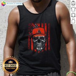Alt Text: Awesome Cleveland Browns NFL skull tank top with American flag design for football lovers.