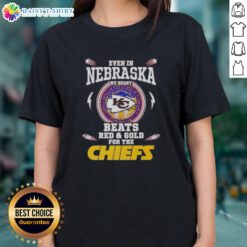 Womens Kansas City Chiefs tee in red and gold, showcasing team spirit and style for fans in Nebraska.
