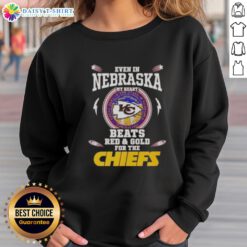 Alt Text: Kansas City Chiefs sweatshirt in red and gold, perfect for showing team spirit in Nebraska.