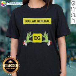 Awesome Grinch Hands Love Dollar General Christmas Ladies Tee featuring festive design perfect for holiday celebrations.