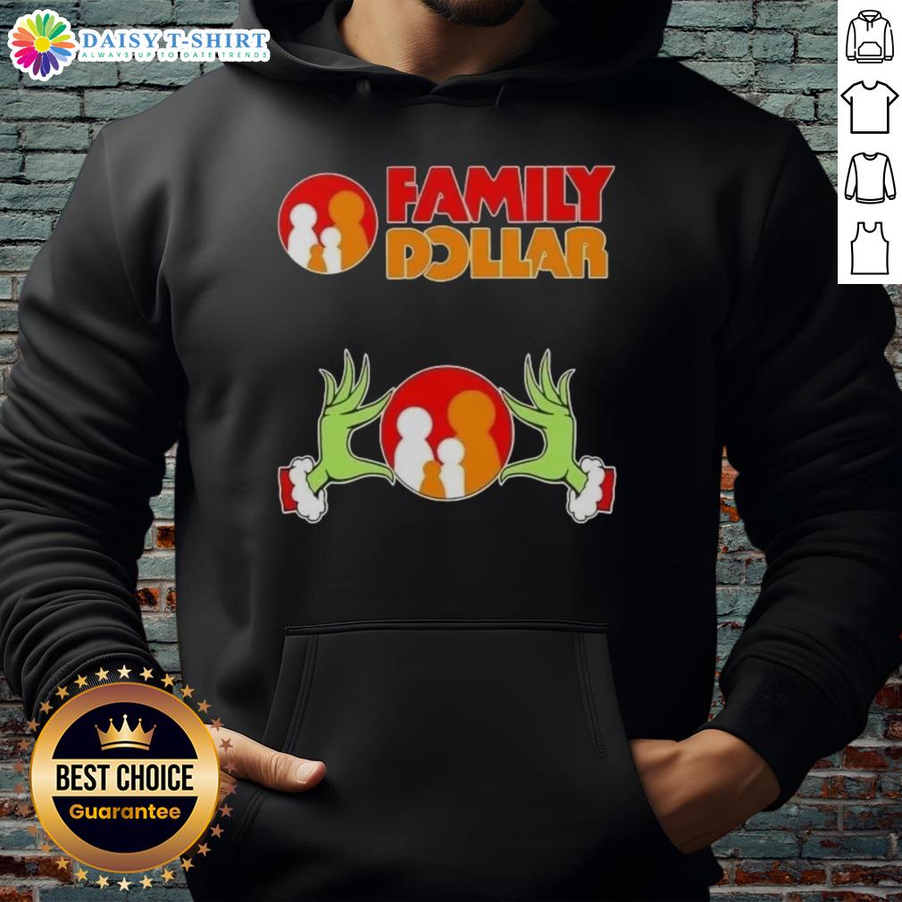 Alt Text: Awesome Grinch hands on a family dollar Christmas hoodie, perfect for festive holiday gatherings and cozy celebrations.