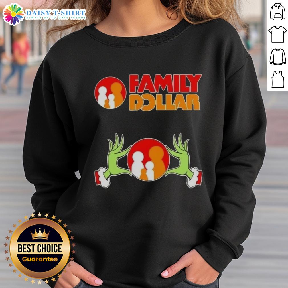 Awesome Grinch hands sweatshirt for family love during Christmas at Dollar, perfect holiday attire.