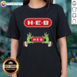 Awesome Grinch hands holding a heart on a Christmas tee for ladies, perfect for holiday celebrations at H-E-B.