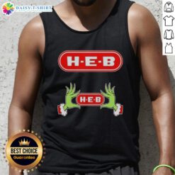 Alt Text: Awesome Grinch hands on a festive H-E-B Christmas tank top, perfect for holiday celebrations and seasonal cheer.