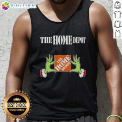 Awesome Grinch hands holding a heart, showcasing The Home Depot Christmas tank top design for festive holiday spirit.