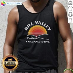 Stylish Awesome Hill Valley Sunset Tank Top featuring a vibrant sunset design, perfect for casual summer wear.