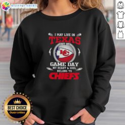 Cozy Kansas City Chiefs sweatshirt showcasing team spirit, perfect for game day in Texas or anywhere.