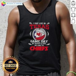 Stylish tank top featuring 'My heart and soul belongs to Kansas City Chiefs' for Texas fans on game day.