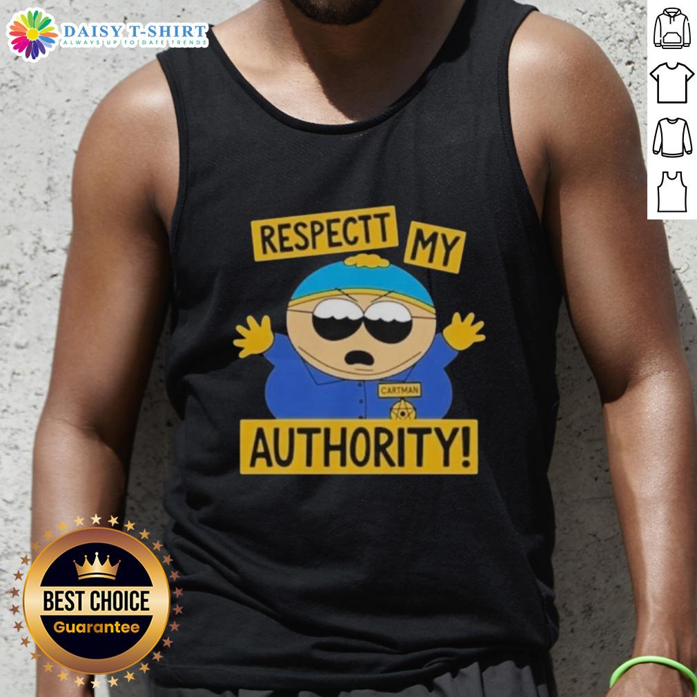Awesome South Park Cartman 'Respect My Authority' tank top featuring a colorful design and iconic character.