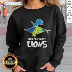Cute Grinch wearing a Detroit Lions football sweatshirt, showcasing holiday spirit and team pride.