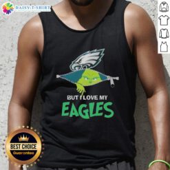 Cute Grinch wearing a Philadelphia Eagles football tank top, showcasing team spirit for NFL fans during the holidays.