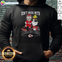 Alt Text: Cute Snoopy and Charlie Brown Peanuts don't mess with Kansas City Chiefs football hoodie design for fans.