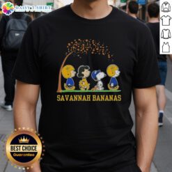 Alt Text: Cute Snoopy and Friends T-shirt featuring 'It's The Most Wonderful Time Of The Year' for Savannah Bananas fans.