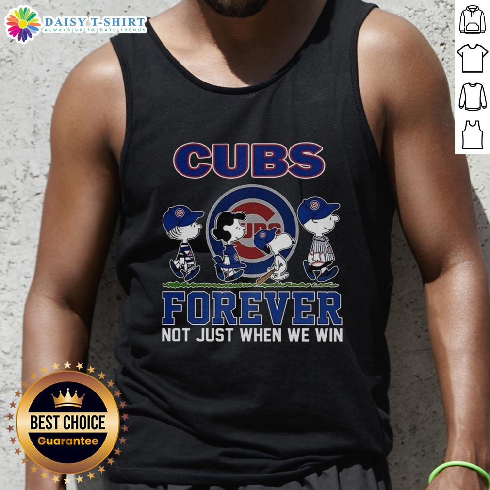 Cute Snoopy and Friends X Chicago Cubs Forever tank top for baseball lovers, showcasing playful designs and team spirit.