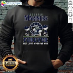 Alt Text: Cute Snoopy and Friends hoodie featuring Seattle Mariners design, perfect for baseball lovers and fans.