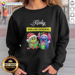Alt Text: Funny Grinch and Stitch sweatshirt from Dollar General, perfect for a Merry Christmas celebration.