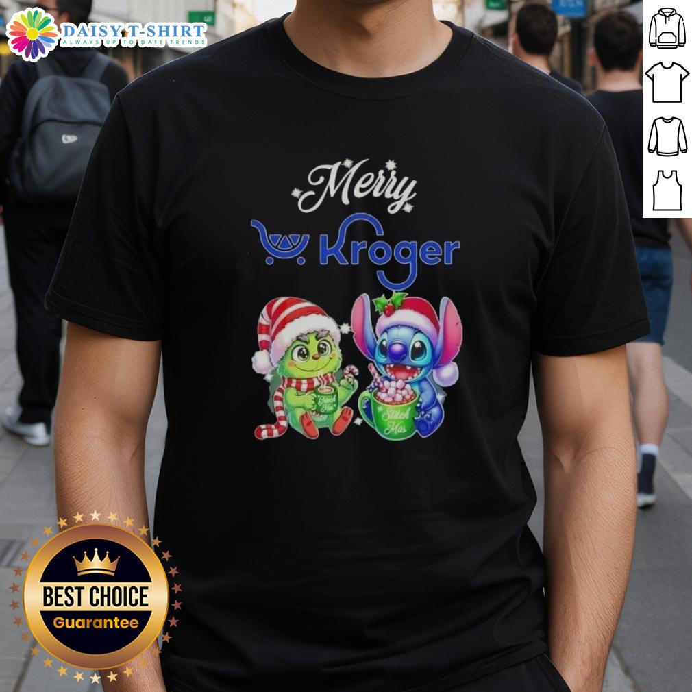 Funny Grinch and Stitch Christmas T-shirt from Kroger, featuring a festive design perfect for holiday celebrations.