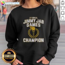 Alt Text: Good 7th Annual Jimmy Jab Games Champion Sweatshirt in vibrant colors, perfect for fans celebrating the event.