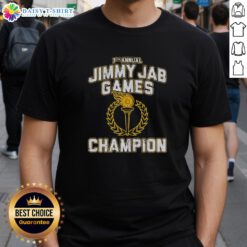 Good 7th Annual Jimmy Jab Games Champion T-Shirt featuring bold graphics celebrating the ultimate trivia competition.