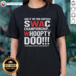 Jackson State University ladies tee celebrating SWAC championship win, featuring vibrant design and team spirit.