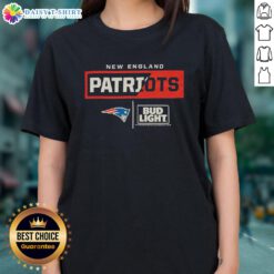 Good Bud Light New England Patriots Team Ladies Tee featuring vibrant team colors and logo, perfect for fans.
