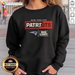 Good Bud Light New England Patriots team sweatshirt featuring vibrant team colors and logo, perfect for game day wear.