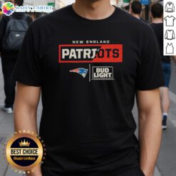 Good Bud Light New England Patriots team t-shirt featuring vibrant team colors and logo, perfect for fans and game day.