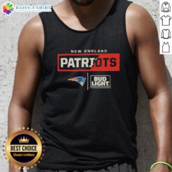 Good Bud Light New England Patriots team tank top featuring logo and vibrant colors, perfect for game day wear.