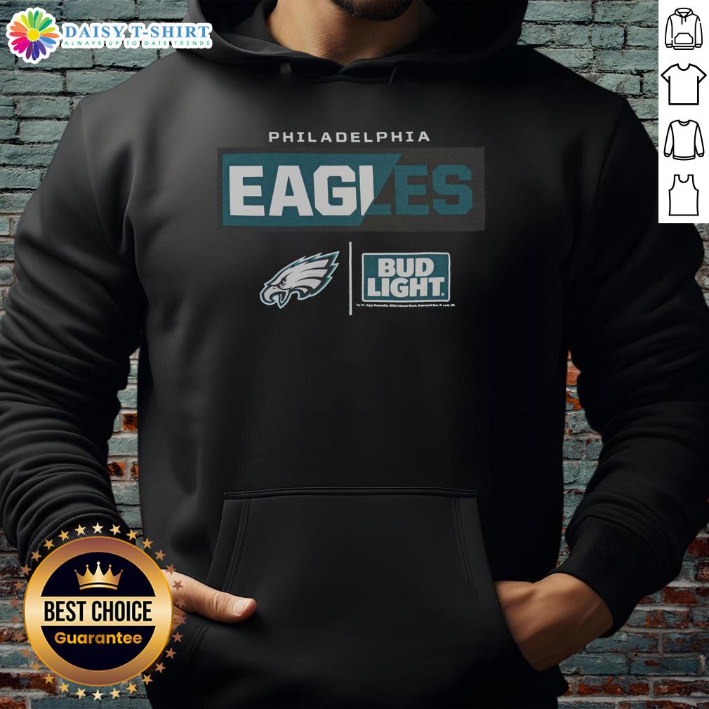 Good Bud Light Philadelphia Eagles team hoodie featuring vibrant colors and logo, perfect for fans and game day attire.