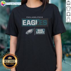 Philadelphia Eagles ladies tee featuring a stylish Good Bud Light design, perfect for game day and team spirit.