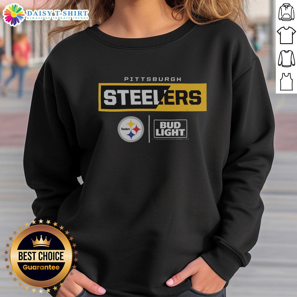 Good Bud Light Pittsburgh Steelers team sweatshirt featuring bold team logo and comfortable design for fans.